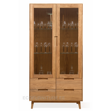 Lae piltide sirvija tammepuidust vitriinkapp