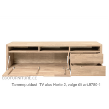 Lae piltide sirvija tammepuidust TV alus Horte 2 valge õli