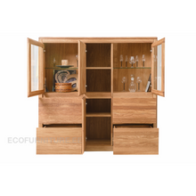 Lae piltide sirvija kahe ukse ja nelja sahtliga vitriinkapp