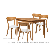 Lae piltide sirvija Söögilaud Frans 1 120x80 9895 ja Irma toolid