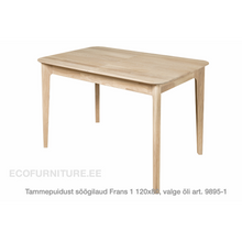 Lae piltide sirvija tammepudiust Söögilaud Frans 1 120x80 9893-1 valge õli