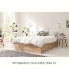 Lae piltide sirvija tammepuidust voodi sofia valge õli