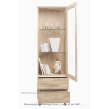 Lae piltide sirvija tammepuidust vitriinkapp scan 9441-1 valge õli