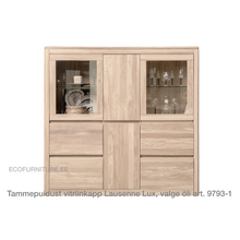 Lae piltide sirvija tammepuidust Vitriinkapp Lausenne Lux 9793-1 valge õli