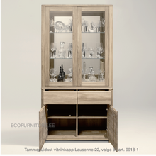 Lae piltide sirvija tammepuidust Vitriinkapp Lausenne 22 9918-1 valge õli
