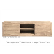 Lae piltide sirvija tammepuidust TV laud Merle 2 valge õli