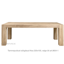 Lae piltide sirvija tammepuidust Söögilaud Noa 220x100 9654-1 valge õli