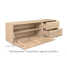 Lae piltide sirvija tammepuidust TV laud Peter valge õli 9784-1