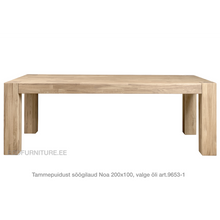 Lae piltide sirvija tammepuidust Söögilaud Noa 200x100 9653-1 valge õli