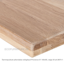 Lae piltide sirvija tammepuidust Pikendatav söögilaud Provence 01 160x90 valge õli