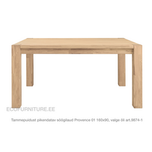 Lae piltide sirvija tammepuidust Pikendatav söögilaud Provence 01 160x90 valge õli