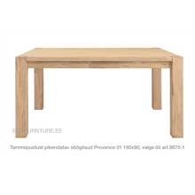 Lae piltide sirvija tammepuidst Pikendatav söögilaud Provence 01 180x90 9875-1 valge õli