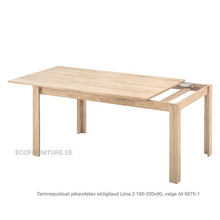 Lae piltide sirvija tammepudiust Pikendatav söögilaud Liina 2 160-220x90 9275-1 valge õli