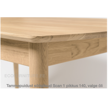 Lae piltide sirvija tammepuidust Söögilaud Scan 1 - pikkus 140 valge õli