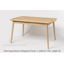Lae piltide sirvija tammepuidust Söögilaud Scan 1 - pikkus 140 valge õli