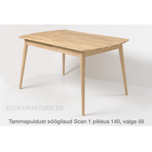 Lae piltide sirvija tammepuidust Söögilaud Scan 1 - pikkus 140 valge õli