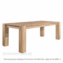Lae piltide sirvija tammepuidust Söögilaud Provence 03 200x100 valge õli