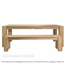 Lae piltide sirvija tammepuidust Söögilaud Provence 03 220x100 valge õli