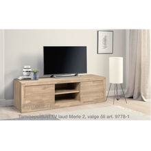 Lae piltide sirvija tammepuidust TV laud Merle 2 valge õli