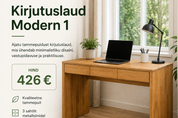 Kvaliteetsest tammepuidust kirjutuslaud Modern 1 art.9985