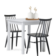 Laud Mia 68x68, Valge ja 2 Tre tooli, Must
